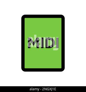 MIDI file icon line isolated on white background. Black flat thin icon on modern outline style. Linear symbol and editable stroke. Simple and pixel pe Stock Vector