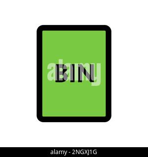 BIN file icon line isolated on white background. Black flat thin icon on modern outline style. Linear symbol and editable stroke. Simple and pixel per Stock Vector