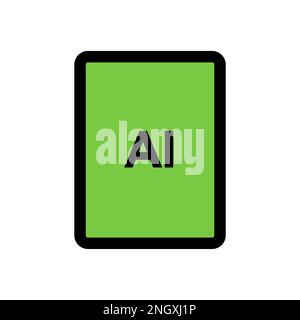 AI file icon line isolated on white background. Black flat thin icon on modern outline style. Linear symbol and editable stroke. Simple and pixel perf Stock Vector