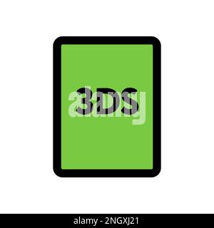 3DS file icon line isolated on white background. Black flat thin icon on modern outline style. Linear symbol and editable stroke. Simple and pixel per Stock Vector