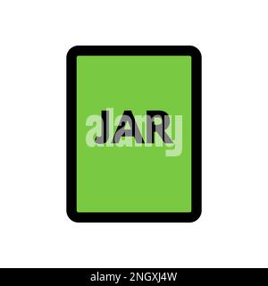 JAR file icon line isolated on white background. Black flat thin icon on modern outline style. Linear symbol and editable stroke. Simple and pixel per Stock Vector