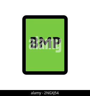 BMP file icon line isolated on white background. Black flat thin icon on modern outline style. Linear symbol and editable stroke. Simple and pixel per Stock Vector