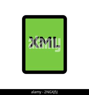 XML file icon line isolated on white background. Black flat thin icon on modern outline style. Linear symbol and editable stroke. Simple and pixel per Stock Vector