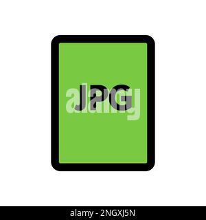 JPG file icon line isolated on white background. Black flat thin icon on modern outline style. Linear symbol and editable stroke. Simple and pixel per Stock Vector