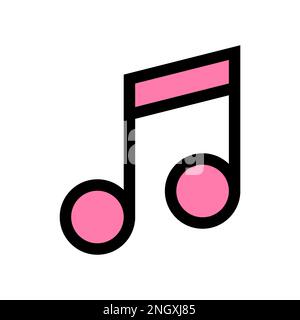 Music note icon line isolated on white background. Black flat thin icon on modern outline style. Linear symbol and editable stroke. Simple and pixel p Stock Vector