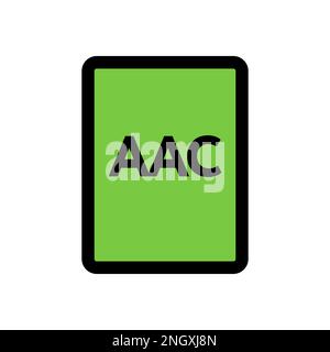 AAC file icon line isolated on white background. Black flat thin icon on modern outline style. Linear symbol and editable stroke. Simple and pixel per Stock Vector