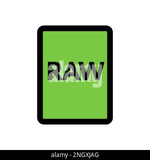 RAW file icon line isolated on white background. Black flat thin icon on modern outline style. Linear symbol and editable stroke. Simple and pixel per Stock Vector