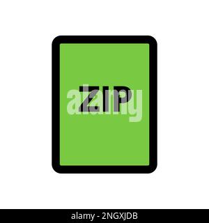 ZIP file icon line isolated on white background. Black flat thin icon on modern outline style. Linear symbol and editable stroke. Simple and pixel per Stock Vector
