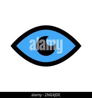Eye looking icon line isolated on white background. Black flat thin icon on modern outline style. Linear symbol and editable stroke. Simple and pixel Stock Vector