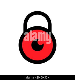 Circle padlock icon line isolated on white background. Black flat thin icon on modern outline style. Linear symbol and editable stroke. Simple and pix Stock Vector