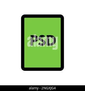 PSD file icon line isolated on white background. Black flat thin icon on modern outline style. Linear symbol and editable stroke. Simple and pixel per Stock Vector