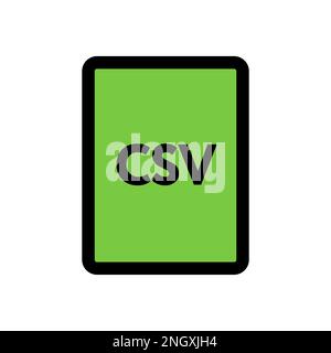 CSV file icon line isolated on white background. Black flat thin icon on modern outline style. Linear symbol and editable stroke. Simple and pixel per Stock Vector