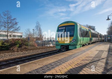 East Midlands railway regional type British Rail Class 170 Turbostar diesel multiple unit passenger train at Mansfield Woodhouse railway station. Stock Photo