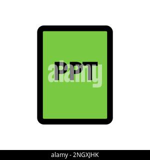 PPT file icon line isolated on white background. Black flat thin icon on modern outline style. Linear symbol and editable stroke. Simple and pixel per Stock Vector