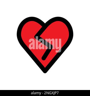 Broken heart icon line isolated on white background. Black flat thin icon on modern outline style. Linear symbol and editable stroke. Simple and pixel Stock Vector