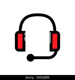 Support headphones icon line isolated on white background. Black flat thin icon on modern outline style. Linear symbol and editable stroke. Simple and Stock Vector