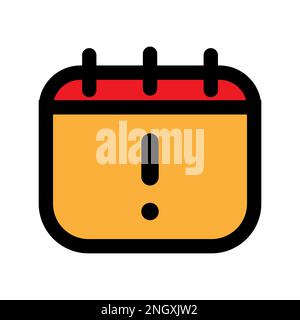 Calendar warning icon line isolated on white background. Black flat thin icon on modern outline style. Linear symbol and editable stroke. Simple and p Stock Vector