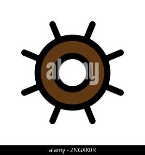 Rudder of the ship icon line isolated on white background. Black flat thin icon on modern outline style. Linear symbol and editable stroke. Simple and Stock Vector