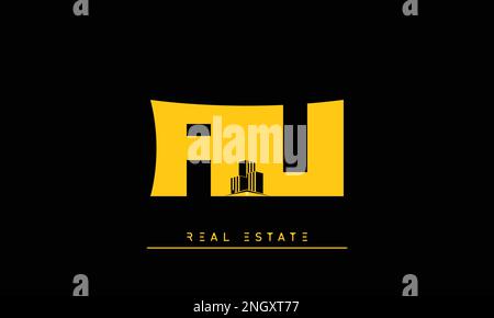 Real Estate letters Initials Monogram logo AU , UA Stock Vector