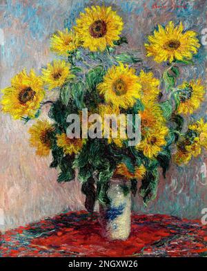 Bouquet of Sunflowers (1881) by Claude Monet, high resolution famous painting. Original from The MET. Stock Photo
