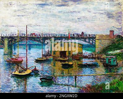 Bridge at Argenteuil on a Gray Day (1876) by Claude Monet. Original from the National Gallery of Art. Stock Photo