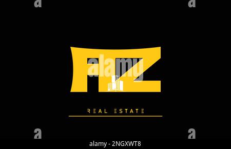Real Estate letters Initials Monogram logo AZ , ZA Stock Vector