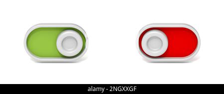 Green and red buttons 3D rendering illustration isolated on white background Stock Photo