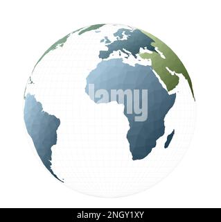 Polygonal world map. Orthographic projection. Brilliant vector illustration. Stock Vector