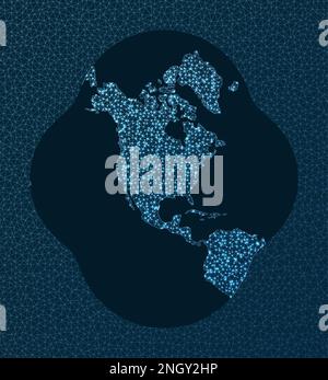 Illustration of global network. Modified Stereographic GS 50 projection ...