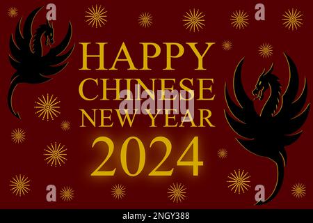 Happy Chinese new year 2024 Zodiac sign, year of the Dragon. Stock Photo