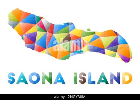 Saona Island - colorful low poly island shape. Multicolor geometric triangles. Modern trendy design. Vector illustration. Stock Vector