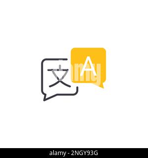 Translator app icon logo. Translate language glossary chinese english bubble phone app symbol vector icon. Stock Vector