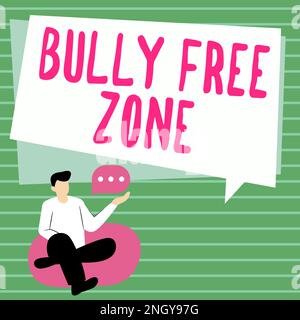 Writing displaying text Bully Free Zone. Business concept Be respectful to other bullying is not allowed here Stock Photo