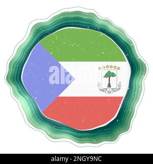 Equatorial Guinea flag in frame. Badge of the country. Layered circular sign around Equatorial Guinea flag. Stylish vector illustration. Stock Vector