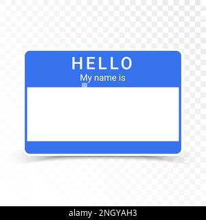 Name tag hello sticker badge. My nametag label vector hello card introduction blank sign Stock Vector