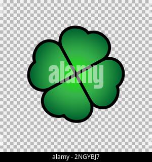 Green Shamrock clover vector icon. St Patrick day symbol, leprechaun leaf sign. Shamrock clover isolated, flat decorative element. Logo illustration. Stock Vector
