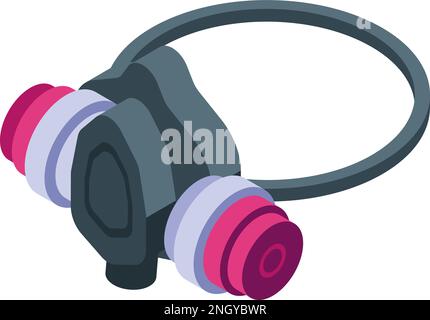 Gas mask icon isometric vector. Wood resin. Creative epoxy Stock Vector
