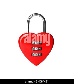 Red heart shaped padlock isolated on white Stock Photo