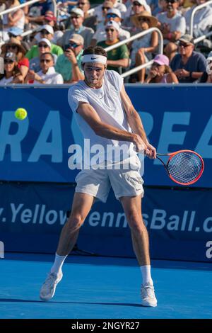 February, 19 - Delray Beach: Taylor Fritz(USA) poses with the champions ...