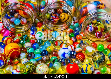 Clse Up Jars Of Marbles Stock Photo