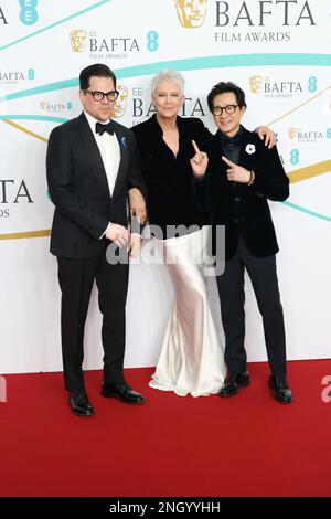 Jonathan Wang, Jamie Lee Curtis and Ke Huy Quan, 2023 EE BAFTA Film