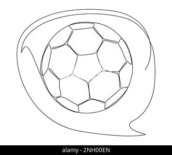 One continuous line of speech bubble with Football ball. Thin Line Illustration vector concept. Contour Drawing Creative ideas. Stock Vector