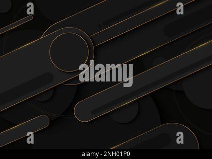 Abstract black line template luxury with gold glitter decoration style. Modern style template artwork of futuristic design background. Vector Stock Vector