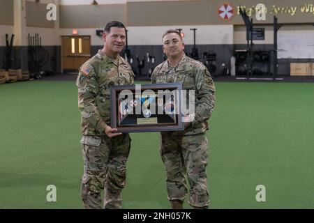 On December 2, 2022, CSM Jay A. High relinquished responsibility of his command in the Mercury Brigade. Before the ceremony, CSM High was becoming an honorary inductee to the prestigious Audie Murphy club. Stock Photo