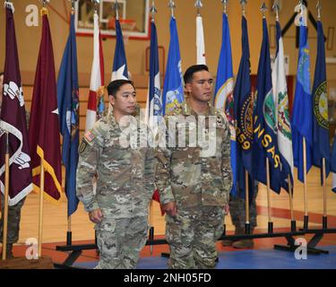 U.S. Army Sgt. Joshua Alfaro, Behavioral Health Specialist with Landstuhl Regional Medical Center and his teammate Sgt. 1st Class Peter D. Bassman, Health Care Specialist are winners of the 2022 Best Medic Competition in Baumholder Baumholder, Germany Nov 28 - Dec 2, 2022. Bassman and Alfaro will represent Medical Readiness Command, Europe in the Army-wide Best Medic Competition to be held at Fort Polk, Louisiana in January 2023. Stock Photo