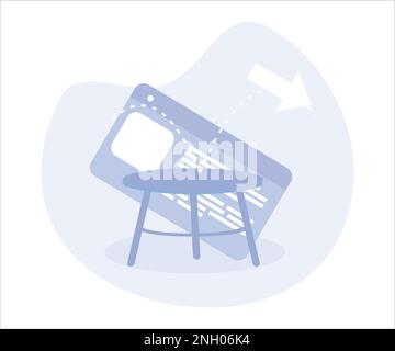 Website bounce rate, mouse pointer fall and bounce on trampoline on website page. Flat vector modern illustration Stock Vector