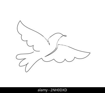 Dove One line drawing on white background Stock Vector