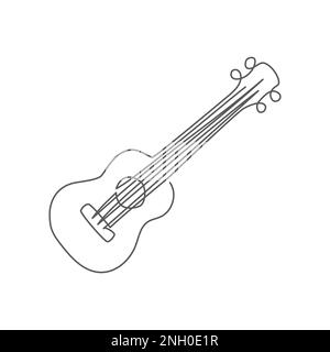 Guitar One line drawing on white background Stock Vector