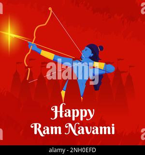 flat design happy ram navami vector illustration Stock Vector