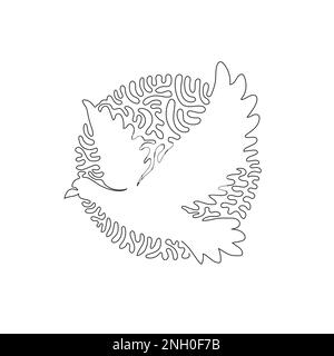 Single one line drawing of a comely dove flying abstract art. Continuous line drawing graphic design vector illustration of a beautiful dove for icon Stock Vector
